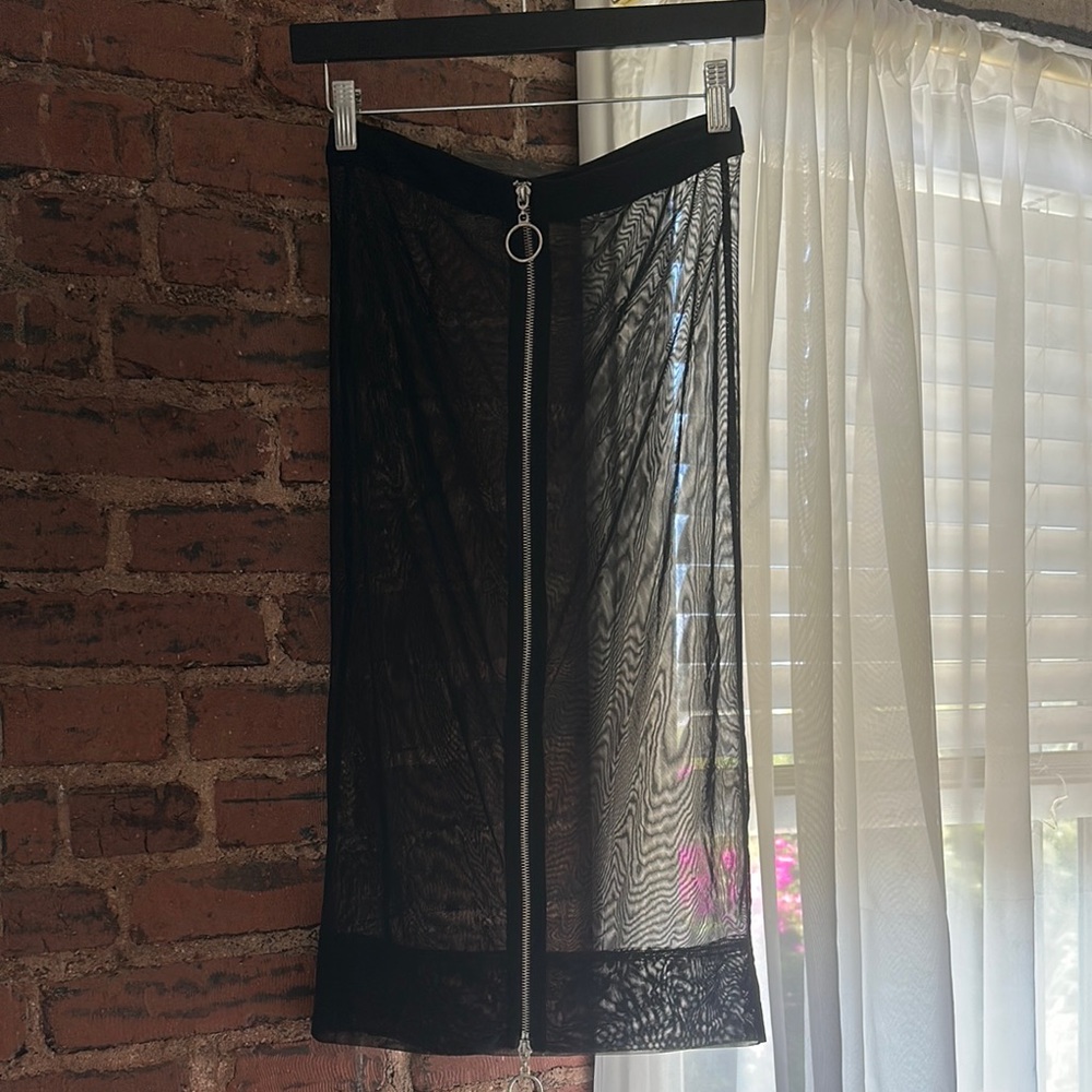 Sheer Zipper Pencil Skirt
